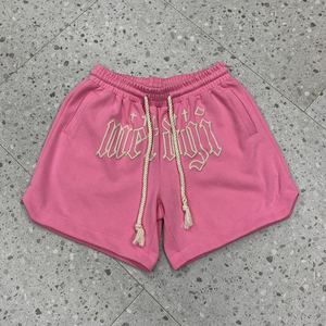 Shorts de sport pour hommes de haute qualité, taille élastique, décontractés, streetwear, logo personnalisé, impression en relief, tissu French Terry uni - Product Image 1