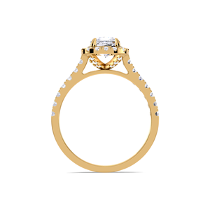 Anillo de compromiso de diamante de 1.52 quilates con corte cojín y doble halo, en oro de 18 quilates (amarillo, blanco, rosa) con pavé y diseño de catedral. - Product Image 4