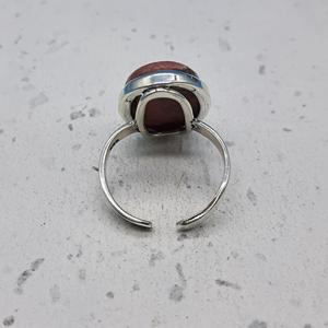 925 argent Sterling massif superbe bague en pierres précieuses Rhodochrosite bague en pierre ovale fabriquée à la main avec diamant perle bijoux réglables - Product Image 4