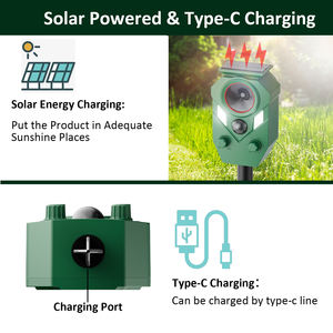 Repelente de animales con energía solar todo en uno Sonido ultrasónico Sensor de movimiento PIR y luces intermitentes Material ABS para uso en exteriores - Product Image 2