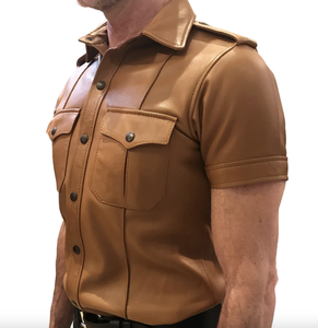 เสื้อเชิ๊ตหนังแกะสำหรับผู้ชาย, เสื้อเชิ๊ตหนังแกะย้อมสีล้วนระบายอากาศได้ดีดีไซน์ตามสั่งสำหรับฤดูหนาว - Product Image 6