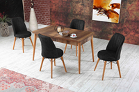 Ensemble de table à manger extensible moderne avec 4 chaises, plateau en aggloméré, pieds en bois, durable, écologique, assemblage facile, table en bois
