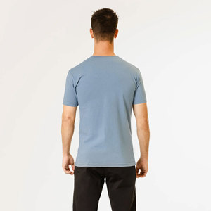 Camisetas Clásicas Cómodas de Color Azul Liso, 100% Algodón, Cuello Redondo, Casuales, de Verano, Corte Regular, Básicas, de Manga Corta para Hombre - Product Image 2