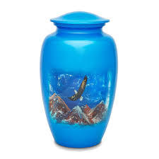 Urne funéraire en laiton pour adultes Design drapeau américain avec fournitures funéraires uniques bleu rouge blanc - Product Image 2