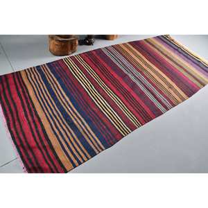 Alfombra turca vintage rústica roja y azul de 4x6 pies, área grande, diseño clásico de retazos, lana, algas marinas, látex, pasillo, alfombras rectangulares para habitación - Product Image 2