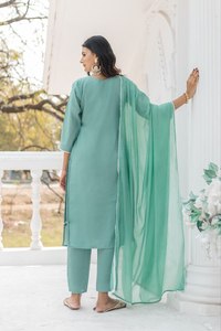 LANZAMIENTO DE NUEVA ROPA FESTIVA SALWAR KAMEEZ con DUPATTA & PENT FAUX GEORGETTE REVERSIBLE ROPA DE FIESTA CÓMODA INTERIOR - Product Image 3