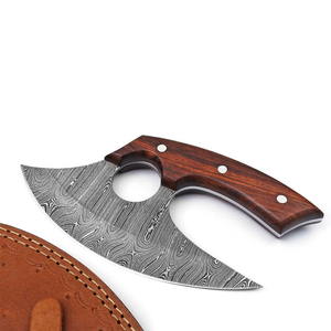 มีด Ulu พร้อมใบมีดหนาสำหรับใช้งานหนักด้ามจับไม้ที่ถูกต้องตามหลักสรีรศาสตร์เครื่องล้างจานมือขวาปลอดภัยสแตนเลส - Product Image 5