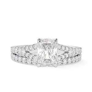 RITZIN RIH677 2.00CT Unique Radiant Engagement <b>Ring</b> Set with <b>Thin</b> Rose Gold Eternity Band Cute Bridal Gift for Women - Product Image 1