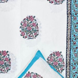 Bán Buôn 220TC Tay Khối In Sang Trọng Cotton Thân Thiện Với Môi Bộ Đồ Giường Đặt 3-Mảnh Ấn Độ Artisanal Được Trang Bị Tấm + 2 Vỏ Gối - Product Image 3