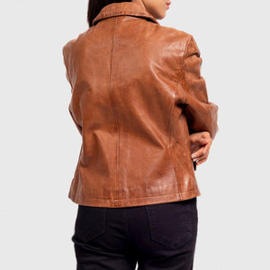 Diseño de cuello personalizado Chaqueta de cuero de moda de mujer a prueba de viento Chaqueta de cuero de moda de mujer baja Moq - Product Image 2