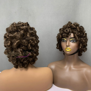 Premium SDD 12 Inch Fringe Spring Curl Non Lace <b>Wig</b>, Human Hair Bob <b>Wig</b>, Natural Full Volume & Comfortable Wear - Product Image 3