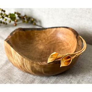 Cuenco de madera maciza hecho a mano con detalles de tortuga dorada, cuenco de madera de la mejor calidad, accesorio para el hogar y la cocina - Product Image 5
