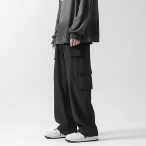 High Quality 100% Polyester Relaxed Fit UtilityTrousers Baggy Drawstring Pants <b>Wide</b> <b>Leg</b> Multi-Pocket Streetwear <b>Cargos</b> For Men - Product Image 4