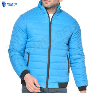 Blouson matelassé léger et respirant pour homme, coupe-vent, écologique, avec col montant et motif lettre sur le devant, idéal pour l'hiver - Product Image 1