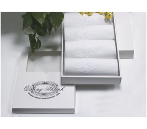 Embroidery White Bunch of Flower <b>Table</b> Napkin High Quality Cotton Dinner Napkin for Home Hotel Restaurant Quang Thanh Embroidery - Product Image 2