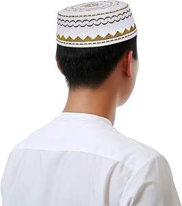 Gorro de oración islámico para hombre, gorro Namaz para hombre, gorro musulmán bordado elegante de oración, gorros islámicos de Material personalizado, precio bajo al por mayor - Product Image 6