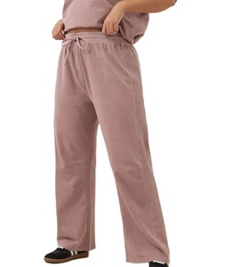 Qualité supérieure nouveauté femmes pantalon de survêtement poches latérales haute tendance pantalon évasé couleur rose clair pour les femmes parfait - Product Image 1