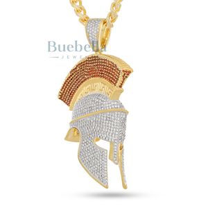 Casco Corintio Chapado en Oro de 18K, Collar con Colgante de Hip Hop, Moissanita Iced Bling para Hombres, Ropa de Calle de Moda, Joyería de Cadena Personalizada - Product Image 1