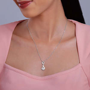 Trendy <b>Silver</b> Zircon Twist <b>Necklace</b> with Geometric Link Chain Featuring Diamond <b>Pearl</b> for Party or Gift Made of Zinc Alloy - Product Image 6