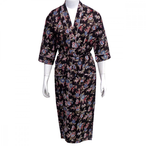 Kimono de luxe indien imprimé en blocs motif floral Spaghetti sangle 100% coton cambrique taille libre Kimono enveloppant à vendre - Product Image 5
