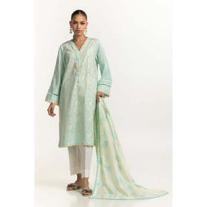 Conjunto de Camisa y Dupatta Modestos Bordados en Tela Cambric IPSD-44479 - Product Image 5