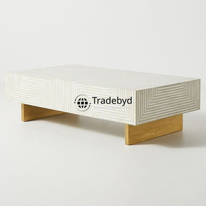 Tradebyd Modern Bone Inlay Console <b>Table</b> <b>with</b> Adjustable Floral Design Timeless Appeal for Bedrooms - Product Image 4