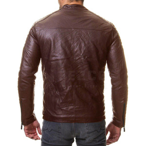 Blouson en cuir pour moto d'hiver pour homme avec col montant, imperméable et respirant, logo personnalisable sur le devant - Product Image 2
