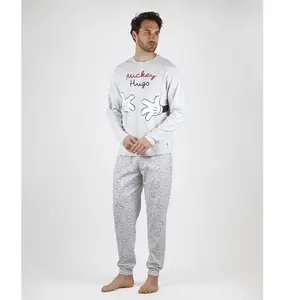 Nieuwste Nieuwe Collectie Bulk Groothandel Odm Topkwaliteit Dubbele Naald Gestikte Katoenen Heren Dashing Lange Mouw Pyjama Sets Te Koop