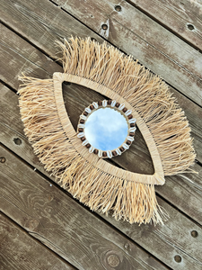 New <b>Vintage</b> Raffia eyes <b>Mirror</b> - Wall Hanging Decoration <b>Art</b> <b>Deco</b> Style Factory Wholesale Price - Product Image 2