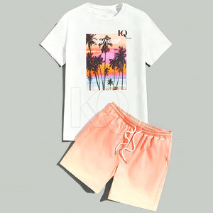 Conjunto de Camiseta y Pantalones Cortos Casuales para Hombre, Diseño Moderno, 100% Algodón, Ligero, Secado Rápido, Tejido Transpirable, Moda de Verano - Product Image 1