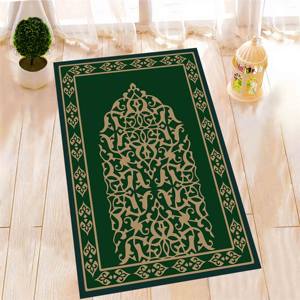 Tapis de prière islamique vert : design spirituel élégant, lavable en machine, avec tapis à poils doux - Product Image 5