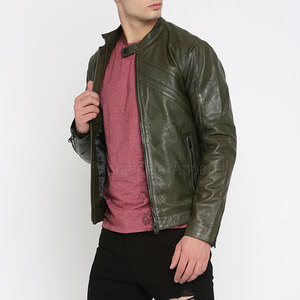 Veste en cuir décontractée pour hommes, vêtements de mode d'hiver avec col montant et fermeture à glissière, vente en gros - Product Image 1