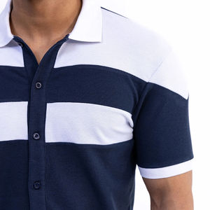 Personnalisable Hommes Été Casual Imprimé Marine Motif Chemise 100% Coton Popeline Respirant Anti-Rétrécir Anti-Rides Marine Jersey - Product Image 3