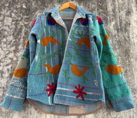 Chemise-veste en coton vintage Kantha Suzani faite à la main – Surchemise matelassée réversible bohème pour femmes