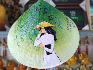 Sombrero de sol asiático vietnamita de alta calidad, sombrero cónico de bambú, sombrero cónico de hoja de palma - Product Image 2