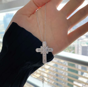 Collier pendentif en argent 925 avec moissanite taille princesse unique avec diamants, serti en canal, style hip hop - Product Image 3