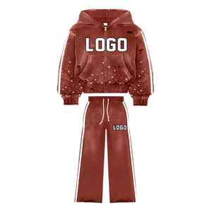 Ensemble de pantalons de survêtement et survêtements délavés à l'acide, poids lourd 100% coton, prix de gros - Product Image 1