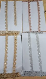 Cintas de encaje bordadas metálicas hechas a medida en elegantes tonos de plata, oro rosa, oro y champán. Ideal para Sari lehenga - Product Image 4