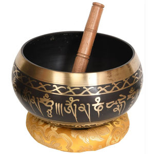 Design moderne indien fait à la main en laiton bol sonore chantant forme ronde gravé conception pour le yoga religieux prière bols à maillet en bois - Product Image 5