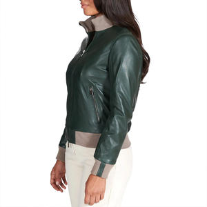 Veste en cuir de style bombardier avec doublure intérieure douce et ceinture côtelée et logo personnalisable pour la mode haut de gamme - Product Image 3