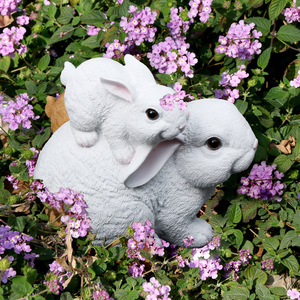 Décorations de jardin décoratives, lapin de Pâques blanc mignon, pour cour, balcon, aménagement paysager, arrangements DIY, mini-jardin - Product Image 5
