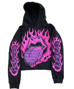 ผู้ผลิตที่กําหนดเองด้อย Cropped Dtg Hoodies คุณภาพสูงวินเทจล้าง Dtg ทั้งหมดพิมพ์เสื้อกันหนาวหมวก - Product Image 4