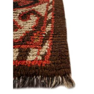 Alfombra de Lana Geométrica 3D Clásica Nuray, Roja y Naranja, Anudada a Mano, Rectangular Grande para Sala de Estar o Pasillo - Modelo Paem-655 - Product Image 4