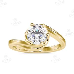 Anillo de Bodas de compromiso de diamante cultivado en laboratorio con cuatro piedras laterales de garra VVS Clarity 14K Gold para anillo Unisex de lujo certificado GIA - Product Image 1