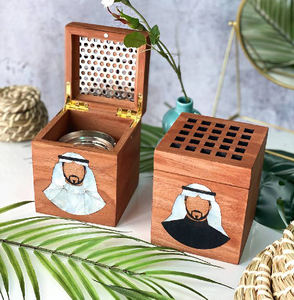 Meilleur brûleur d'encens Mubkhara écologique fait à la main, incrusté de nacre arabe religieuse, décoration d'intérieur, motif de feuille - Product Image 1