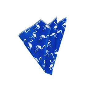 Gray Flamingo Printed Textile Weaving Pocket Square for Men - Product Image 1
