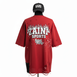 <b>Women</b> Oversize Tshirt Premium Heavy Cotton Jersey 240 GSM Soft Breathable <b>Red</b> Distressed Streetwear Custom <b>Women</b> Cotton T-<b>Shirt</b> - Product Image 2