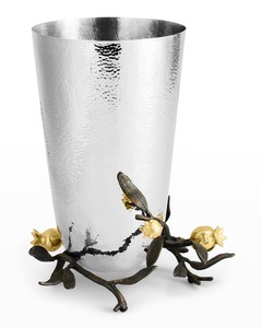 Florero de Metal hecho en India de alta calidad, jarrón de mesa con acabado de hoja de oro y tapa plateada a la venta, pulido inspirado en la naturaleza - Product Image 3