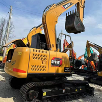 Excavatrice Sany Sy95c d'occasion 9 tonnes, haute qualité, bon prix, d'origine usine, sans fuite d'huile, avec godet de terrassement sur chenilles
