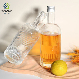Botella de Vidrio para <span class=keywords><strong>Vino</strong></span> al por Mayor de 330 ml, 375 ml y 500 ml con Patrón Vertical, Utilizada para <span class=keywords><strong>Vino</strong></span>, Vodka, Whisky y Bebidas - Product Image 2